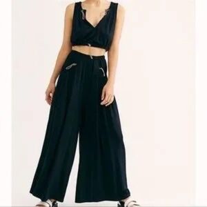 Free People move with me wide leg Draped drawstring pants S